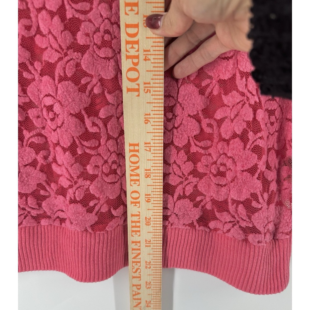 Aeropostle Pink Lace Top Shirt Blouse Sz L Long Sleeve Scoop Neck Y2K S1034‎ - Picture 6 of 10